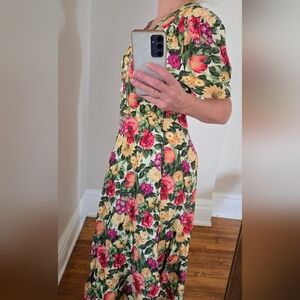 💐VTG 80s Floral Cottagecore Dress